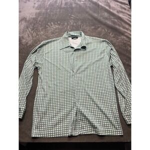 Diversion Men's Small Green White Plaid Long Sleeve Button‎ Up Shirt